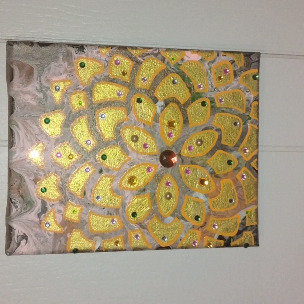 Hand painted 8x10 /poured canvas